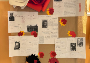 Wystawa zrobiona przez uczniów dotycząca Bohaterek Powstania Warszawskiego