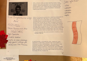 Wystawa zrobiona przez uczniów dotycząca Bohaterek Powstania Warszawskiego