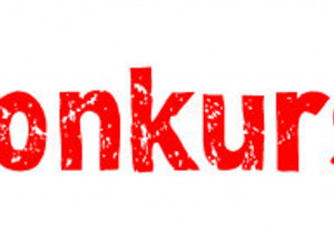 Czerwony napis konkurs na białym tle