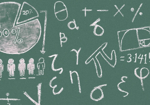 Tablica szkolna z kredowymi symbolami