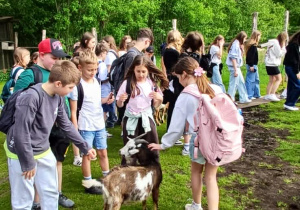 Uczniowie zwiedzają Park Dzikich Zwierząt w Kadzidłowie